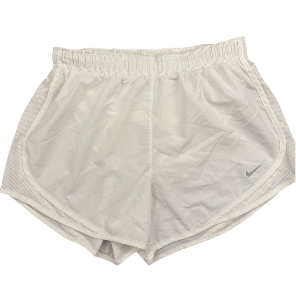 Nike Shorts Women's M White Running Tempo Dri Fit Lined Swoosh Workout Gym